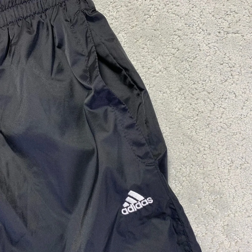 Adidas‎ Track Pants Mens Small Black Nylon Ankle Zip Stripes Drawstring Y2k